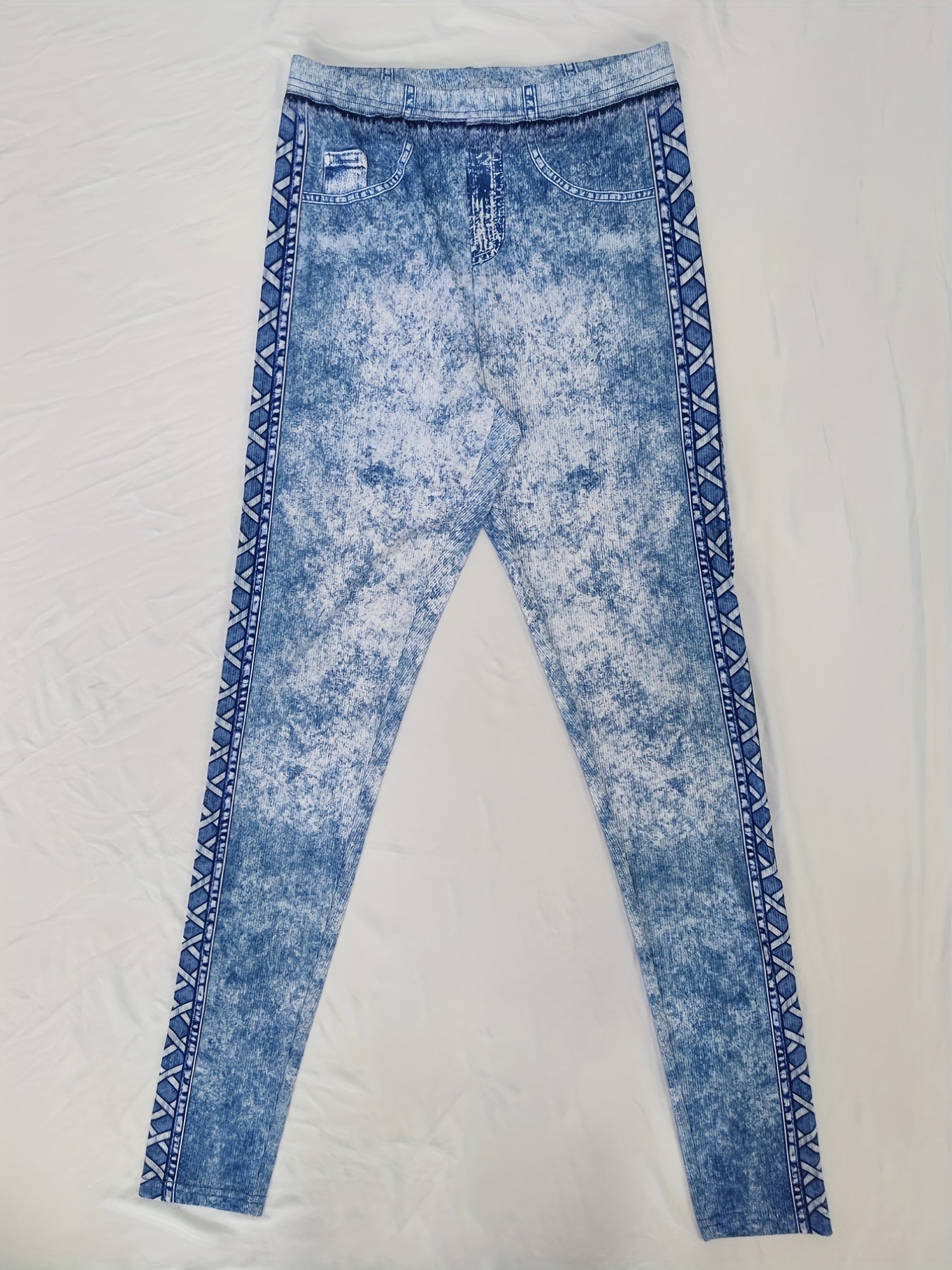 Graphic Print Jeggings Casual Slim Leggings