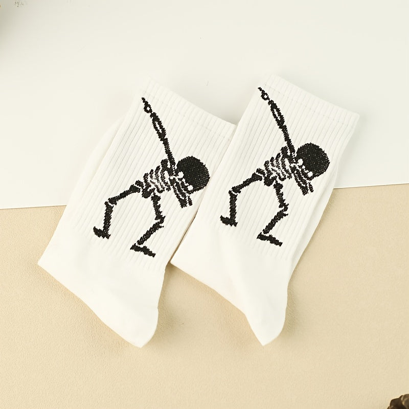 3 Pairs Skull Print Socks Halloween Women's Stockin