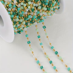 Boho Bead Chains for Necklace Choker DIY Green Beads