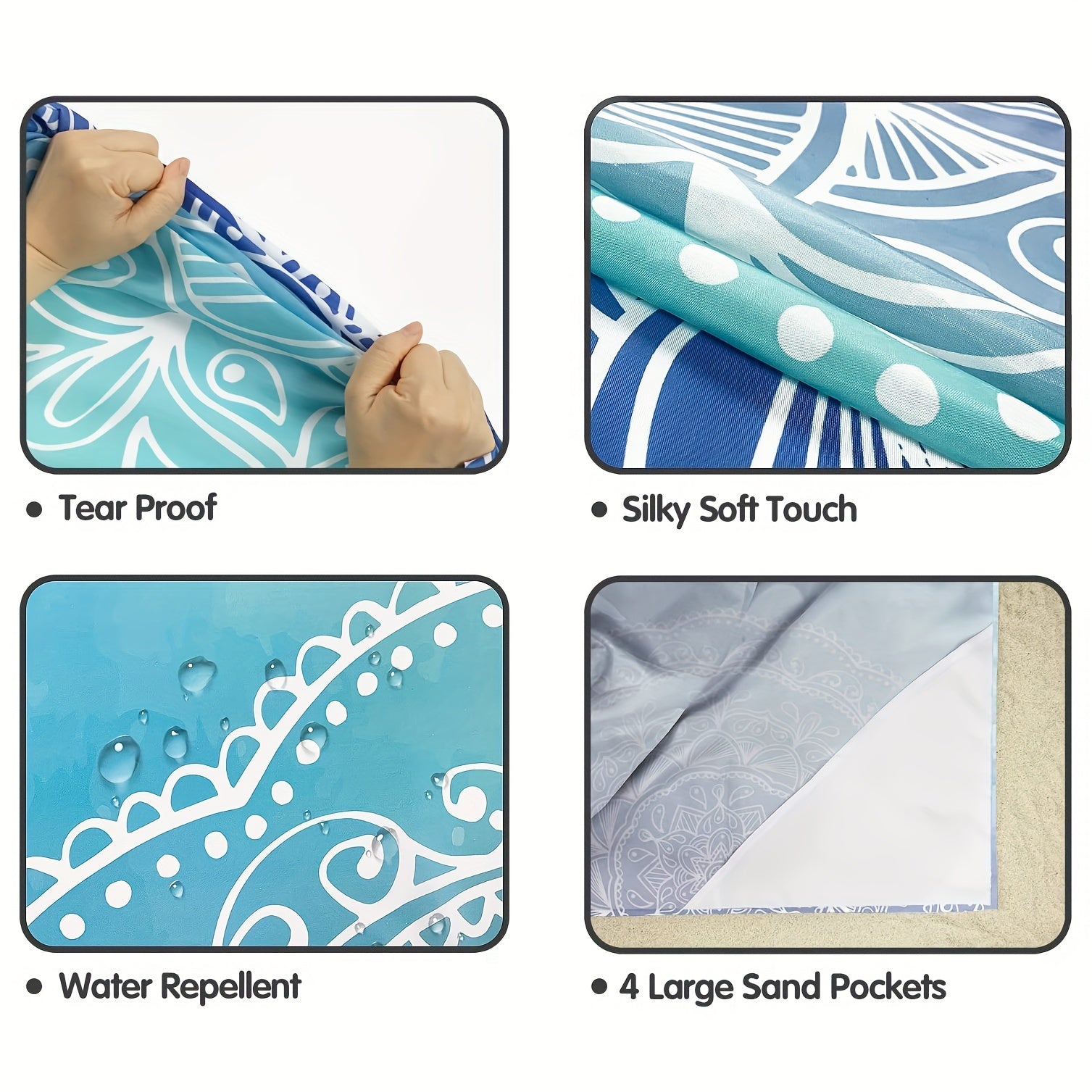 Large Waterproof Beach Mat Outdoor Blanket Portable Mesh Bag Beach Picnic Travel