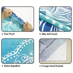 Large Waterproof Beach Mat Outdoor Blanket Portable Mesh Bag Beach Picnic Travel