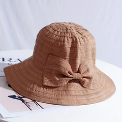 Vintage Wide Brim Bucket Hat Sunscreen Travel Beach Hats For Women