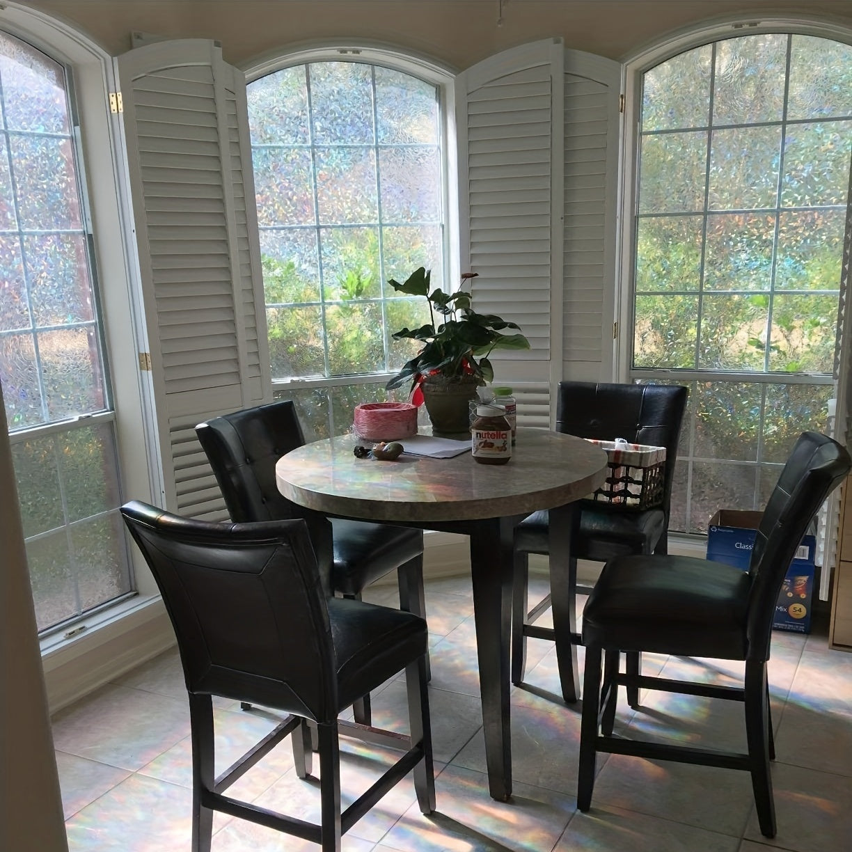 Rainbow Privacy Film Clings - Decorative 3D Vinyl Stained Glass Decals