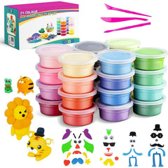 COOZI 24 Colours Magic Air Dry Clay Kit for Kids with Tools & Accessories