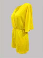 Short Sleeve Romper Jumpsuit Drawstring Waist Casual