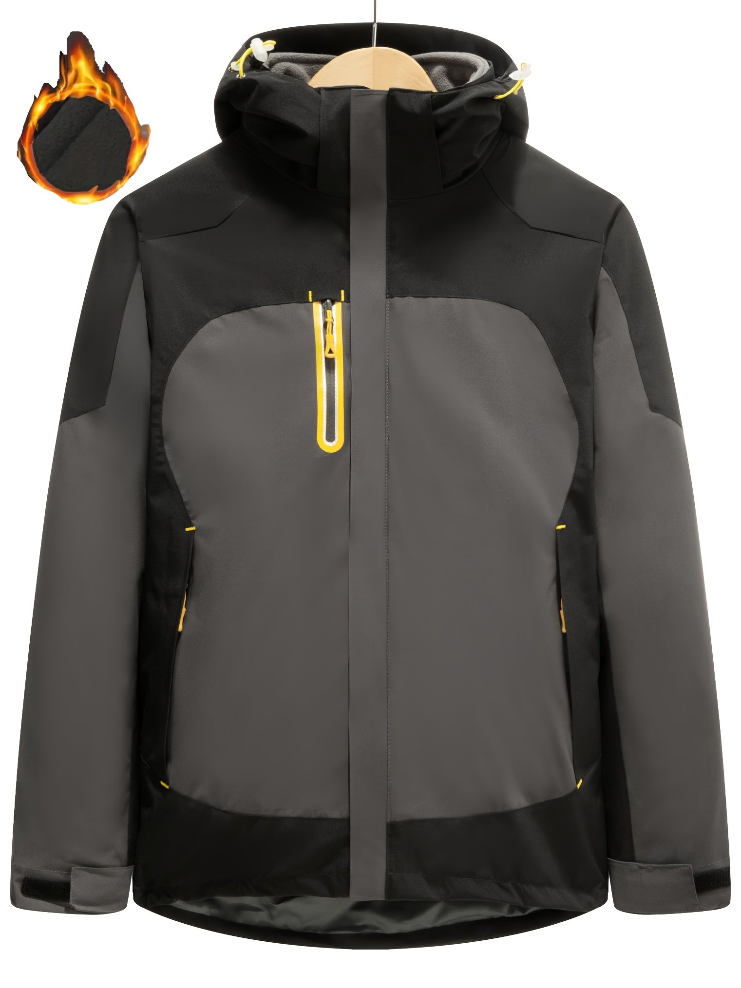  Colorblock Zip Up Long Sleeve Outdoor Hooded Jacket