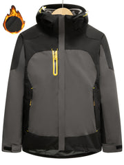  Colorblock Zip Up Long Sleeve Outdoor Hooded Jacket