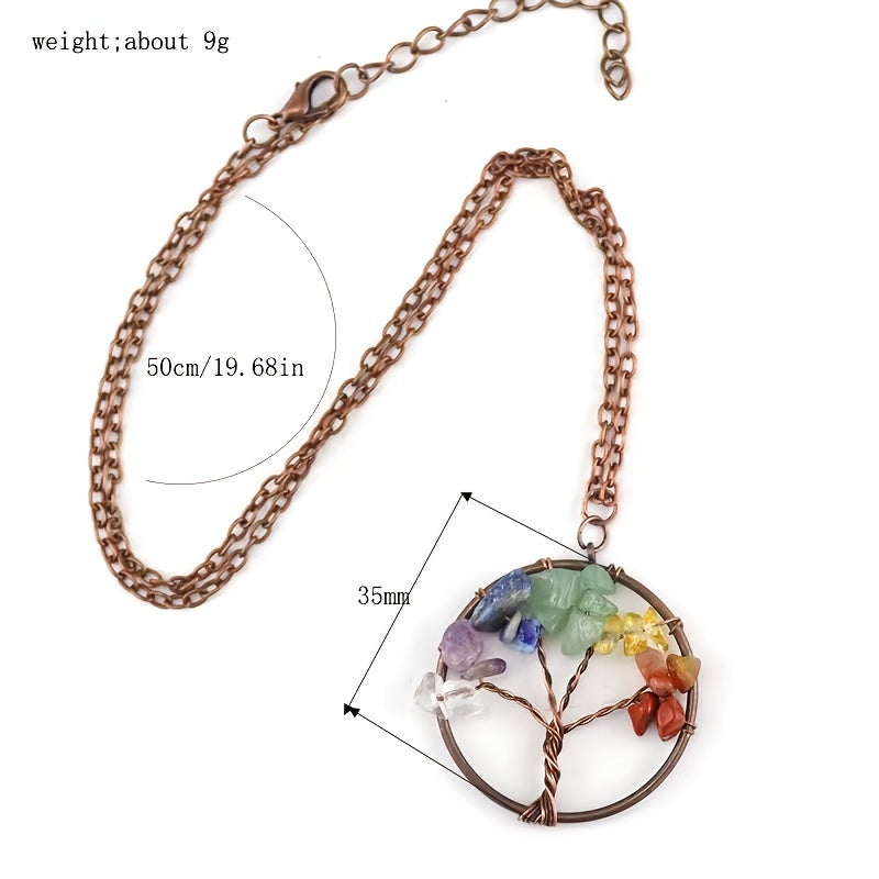 Amethyst Crystal Tree Of Life Necklace Antique Red Copper 3 5MM