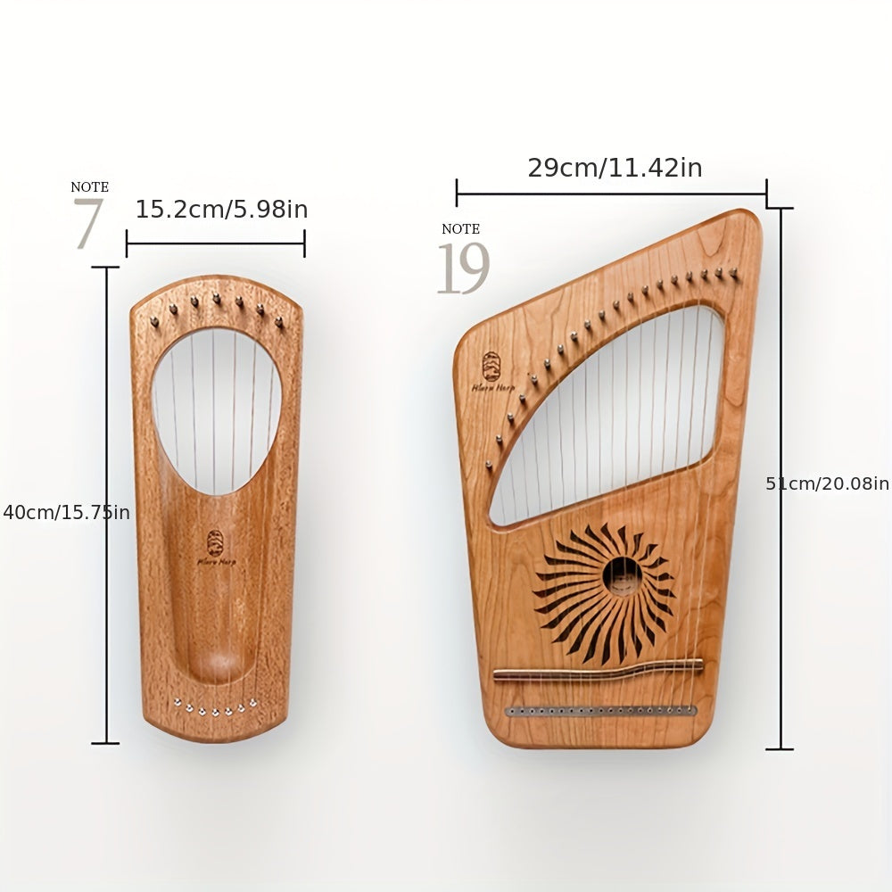 Hluru Lyre Harp 7 19 String Cherry Wood Professional Leyaqin Portable