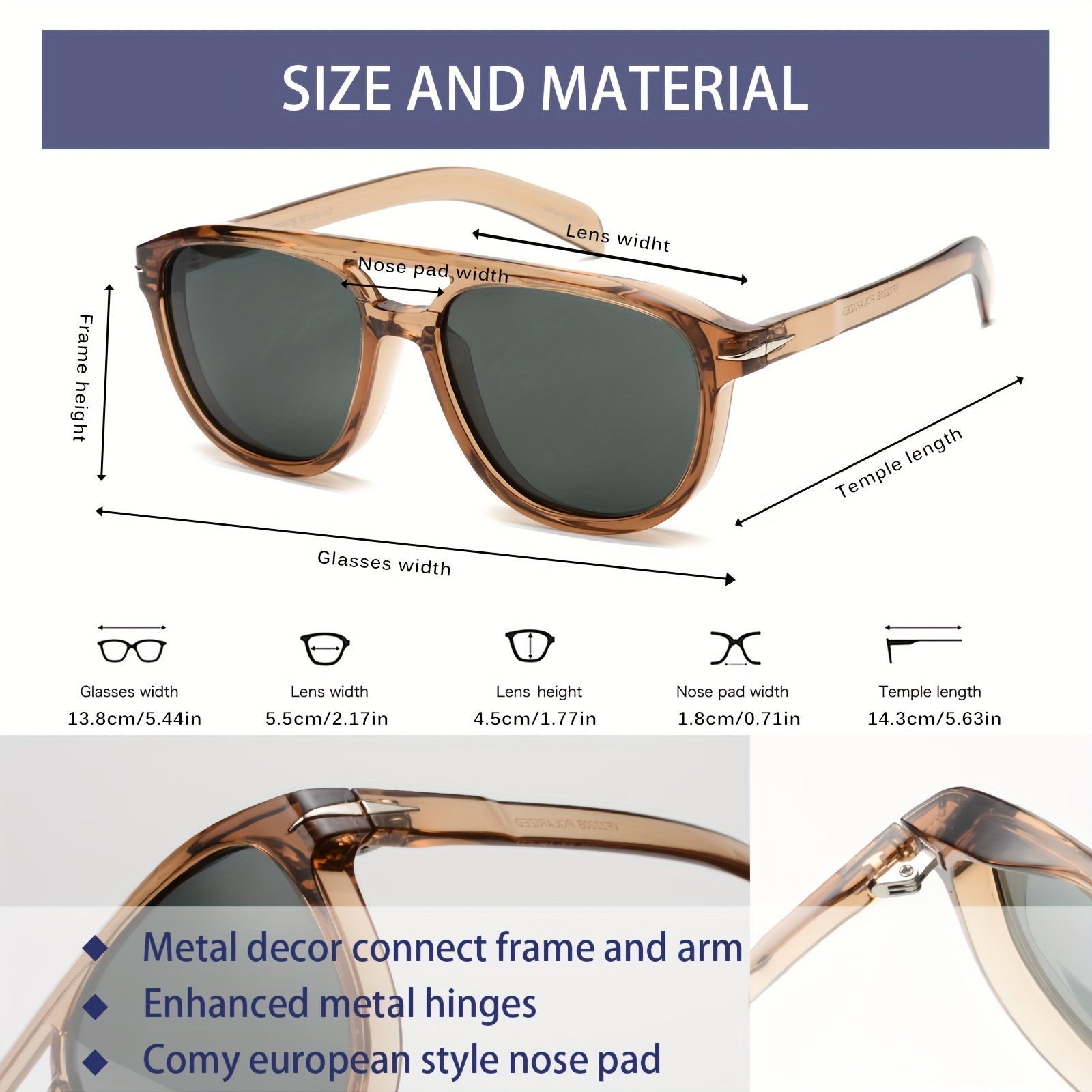OUWEN Polarized Aviator Sunglasses Men Vintage Shades Green Lenses