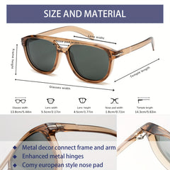 OUWEN Classic Polarized Square Aviator Sunglasses