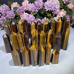 Yellow Tiger Eye Crystal Tower 6 inch Natural Healing Point Obelisk