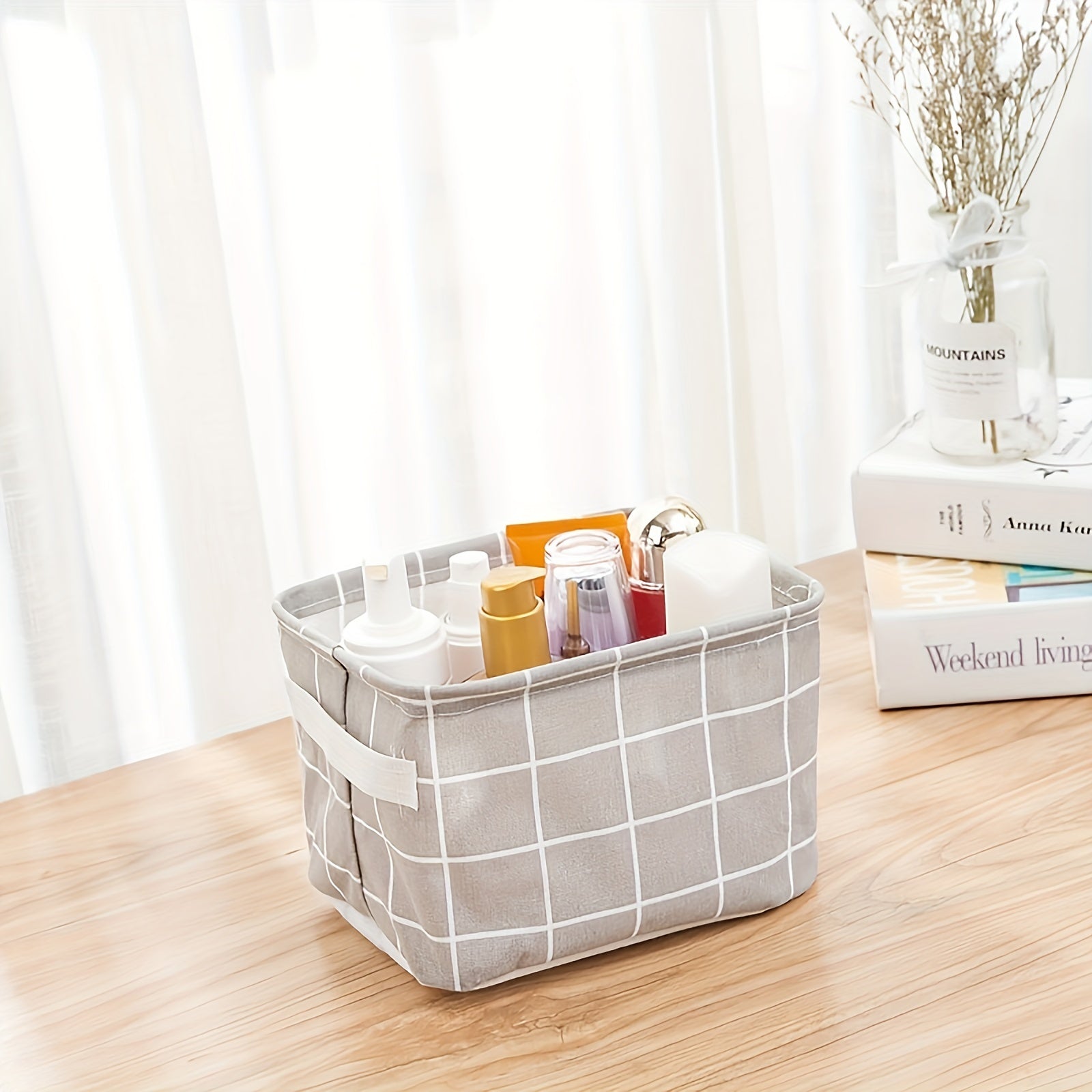 Mini Storage Basket Organizer For Makeup Book Baby Toy Canvas Bag