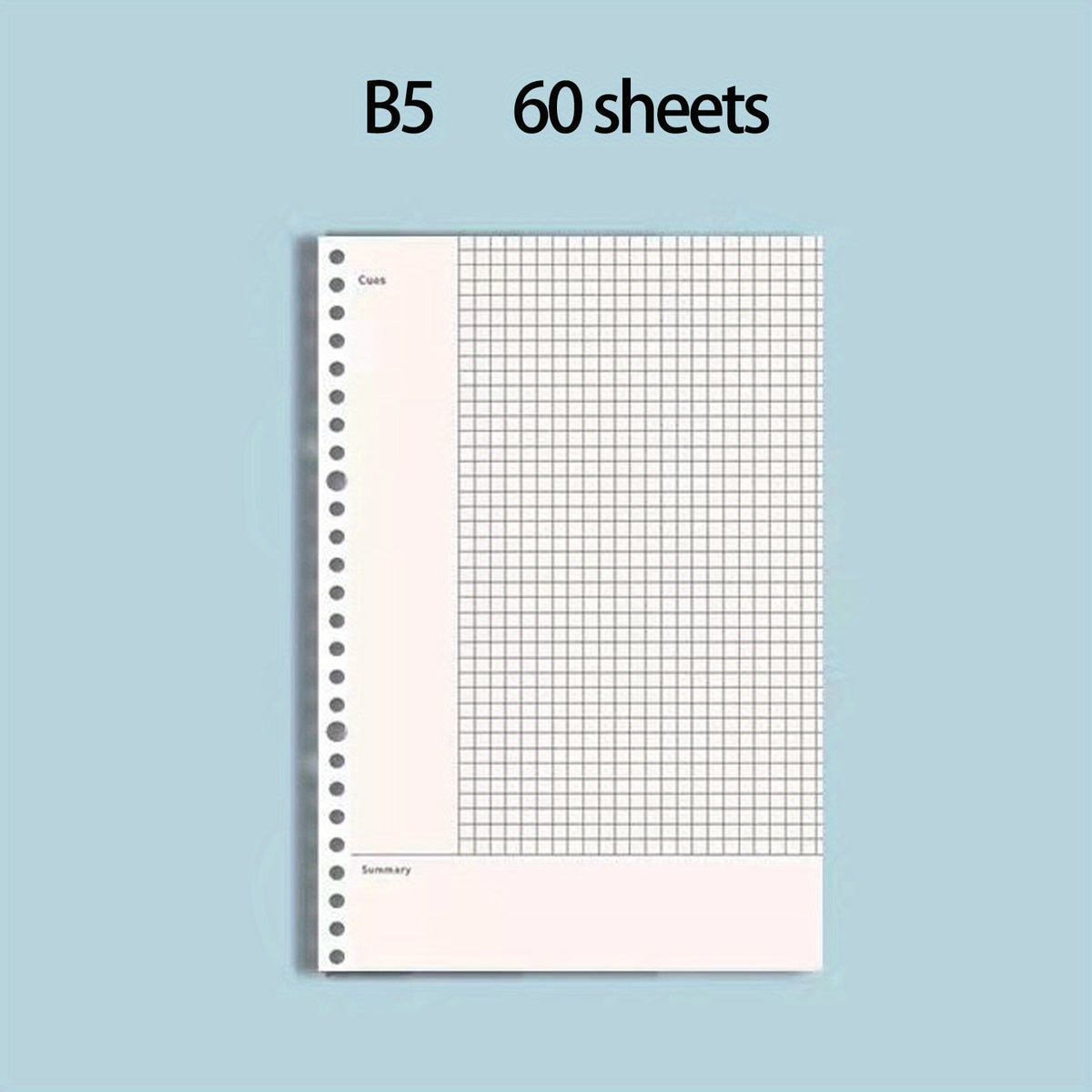 60pcs A5 B5 Horizontal Line Loose Leaf Paper Refill 20 Holes 26 Holes