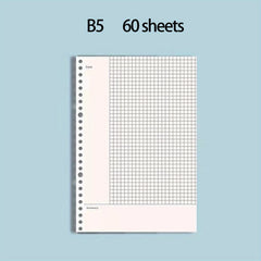 60pcs A5 B5 Horizontal Line Loose Leaf Paper Refill 20 Holes 26 Holes