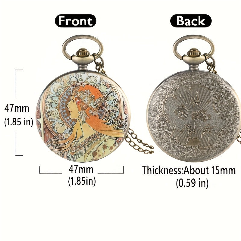 Vintage Flip Open Face Watch Goddess Quartz Clock For Men Women