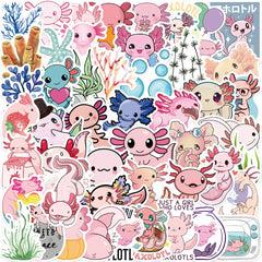 100 Axolotl Stickers Cartoon Anime Self Adhesive Waterproof Hand Bill Stickers