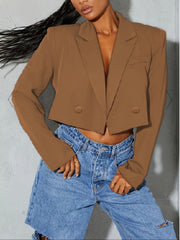  Long Sleeve Solid Crop Blazer