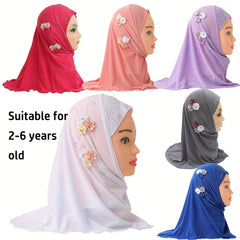 Toddler Girls Bandana Arab Hat Six Flowers