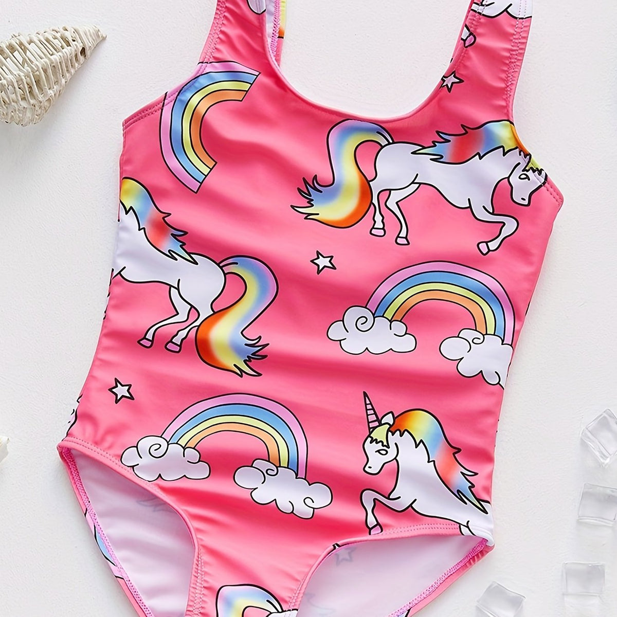 Girls Unicorn Print One Piece Tankini Swimsuit