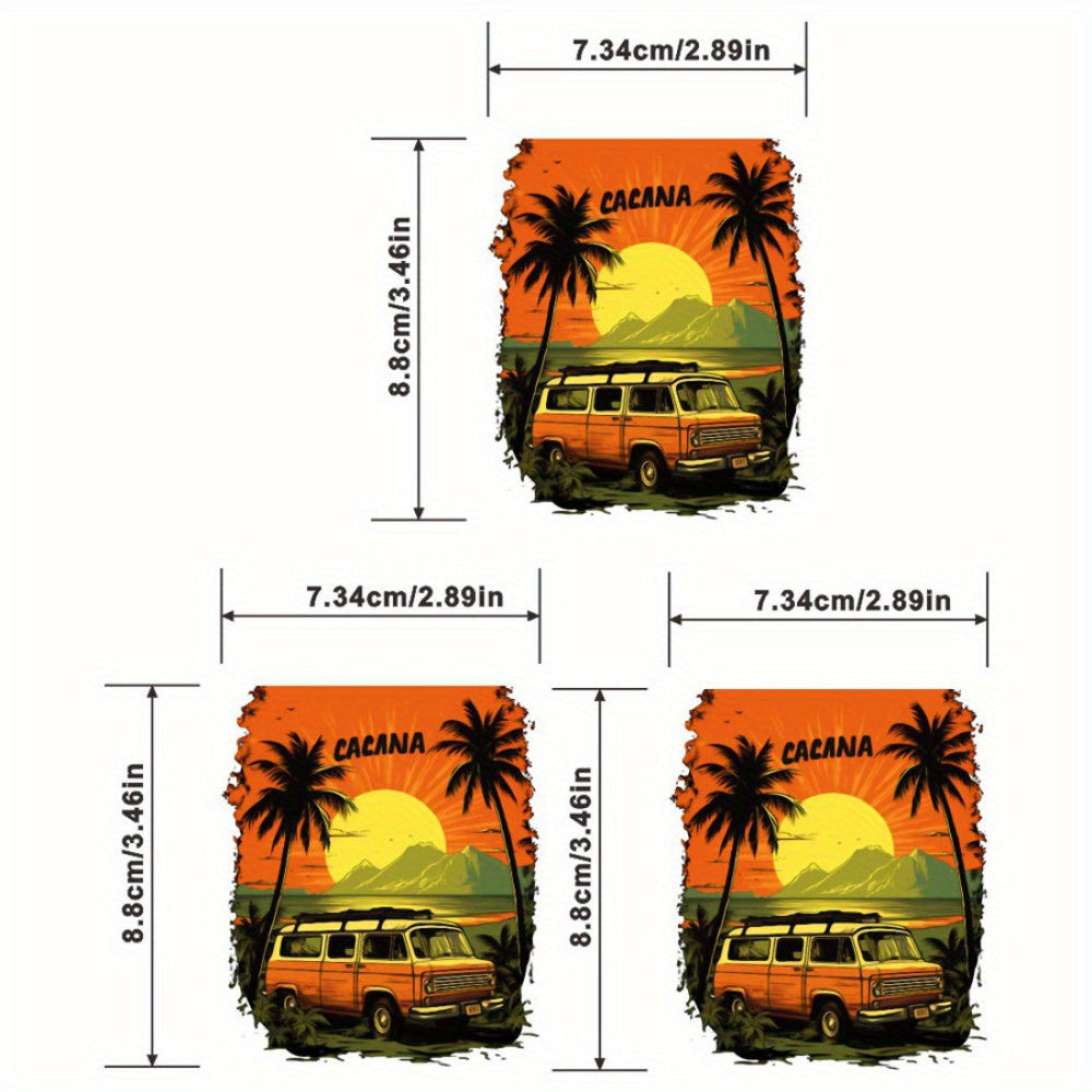 Vintage Van Traveling Decals for Men Heat Transfer Stickers