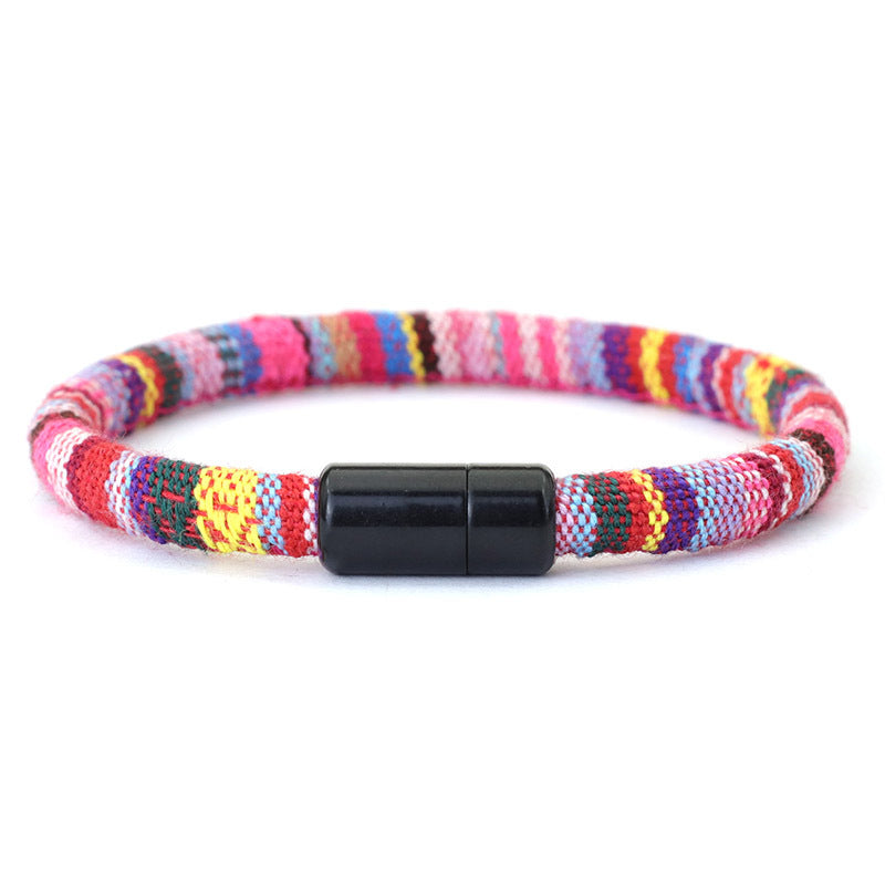 Men's Braided Leather Bracelet Bangle - Gift For Son