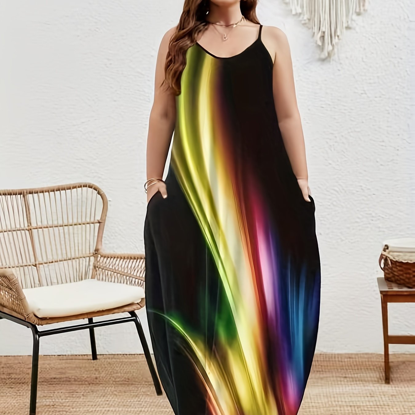  Casual Cami Dress Women's Plus Random Print