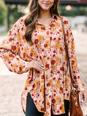 Floral Print Button Up Blouse