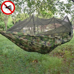 200kg Hammock w/ Carabiners, Straps, Carry Pocket - Camping, Travel, Beach