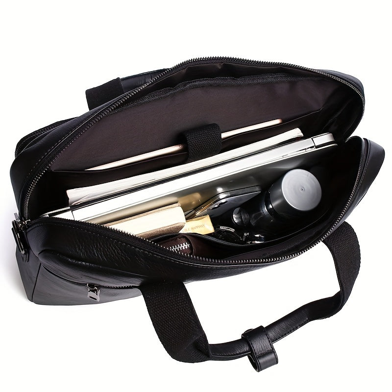 SCHLATUM Men's Cowhide Leather Briefcase Crossbody Bag