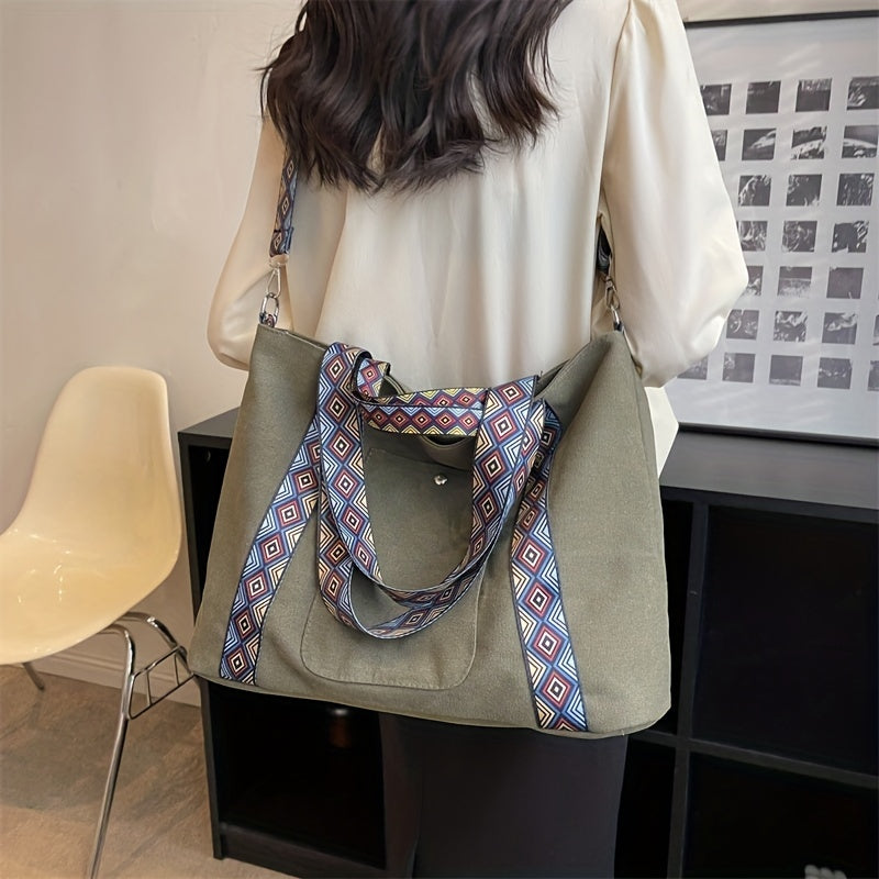 Ethnic Style Canvas Tote Bag Large Capacity Crossbody Bag Handbags
