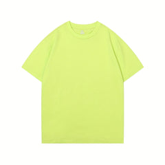 Kids Plain Cotton T Shirt Crew Neck Short Sleeve Top For Summer