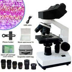Pro Compound Microscope 2500X NA 1.25 Reticle Dual Stages 360 Rotating Nose