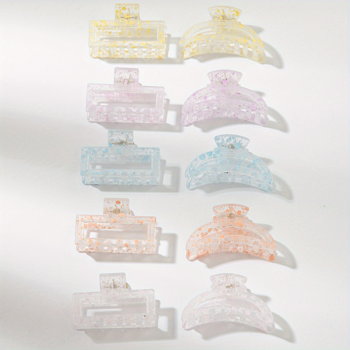 10pcs Hollow Transparent Speckle Hair Claw Non slip Shark Claw Style Hair Access
