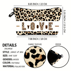 Leopard Print Cosmetic Bag Love You Pattern Clutch Purse