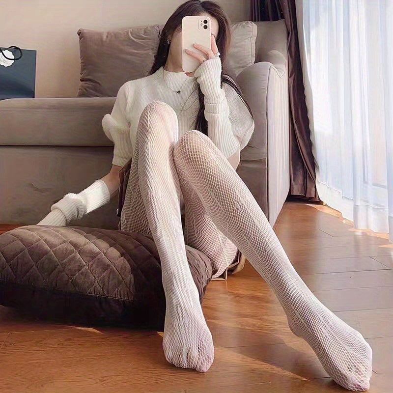 Cross Pattern Fishnet Tights High Waist Mesh Pantyhose Women's Stockings