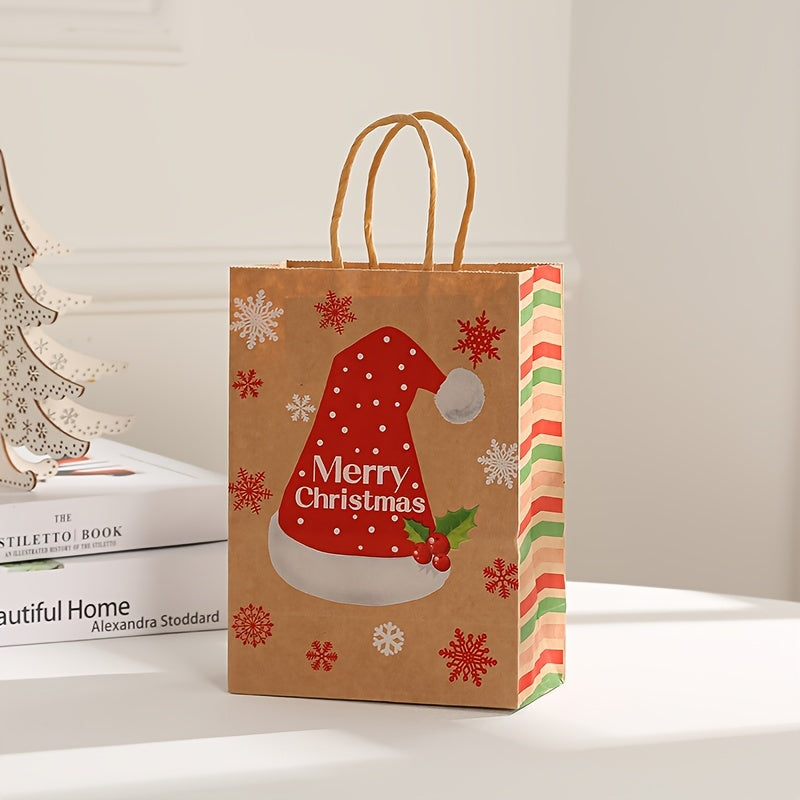 Christmas Gift Bag Striped Tote Party Holiday Candy Tote Bag Pack of 24