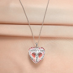 Red Angel Love Heart Crystal Pendant Necklace Women's Neck Jewelry