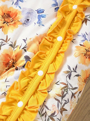 Floral Ruffled Baby Jumpsuit Bandana Set