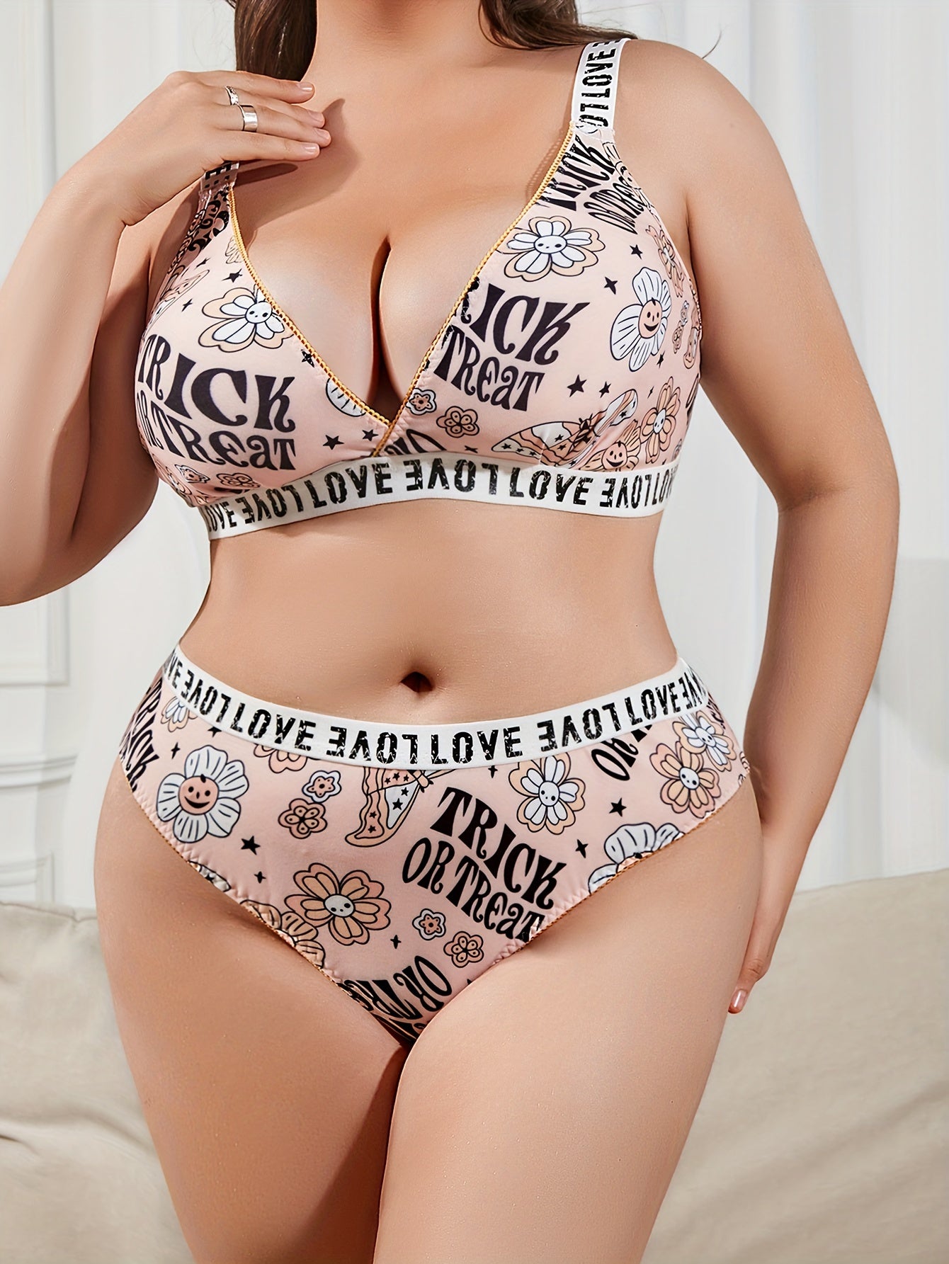  Floral Print Bra & Panty Lingerie Set