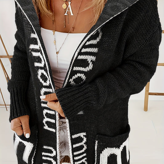  Hooded Cardigan with Pockets
