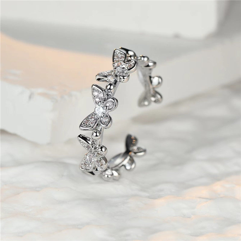 Butterfly Zircon Ring Inlaid Zircon Ring Female Opening Adjustable