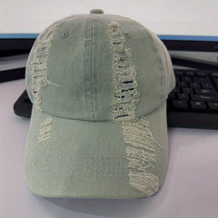 Distressed Denim Baseball Cap Tassel Sunscreen Dad Hat