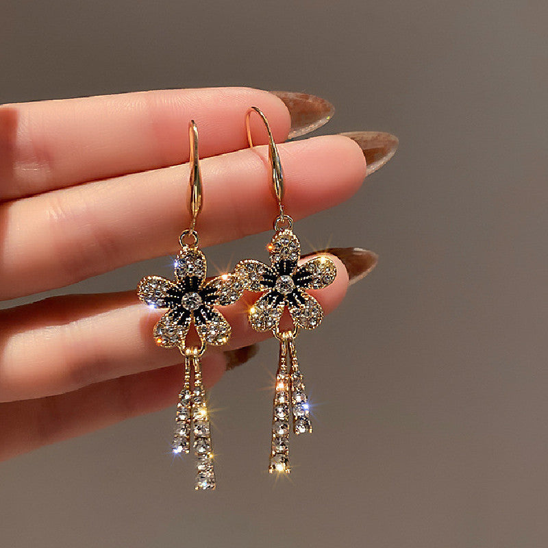 Rhinestone Tassel Drop Earrings for Women