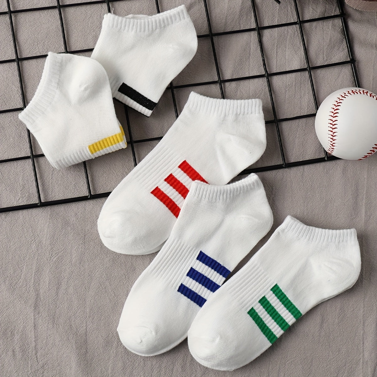 5 Pairs Striped Ankle Socks Soft Lightweight Low Cut Women's Stockings