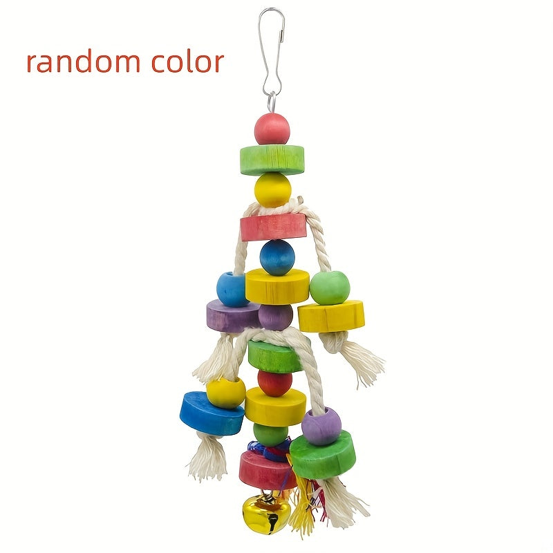 Small Parrot Toys Rope Circles and Wooden Blocks for Fun and Exercise