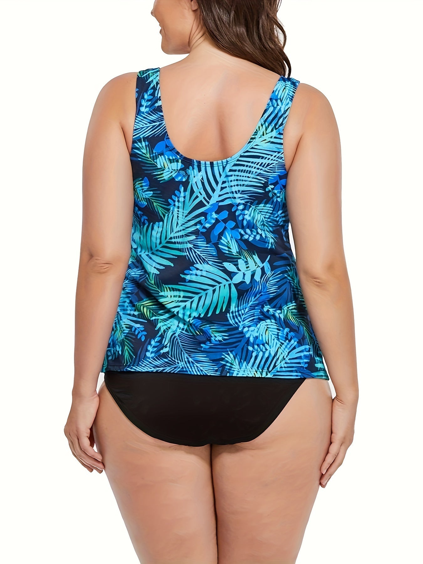  Modest Tankini Set Women's Plus Tropical Print Tankini Set