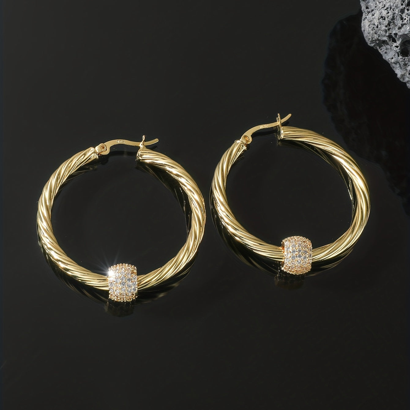 Men's Zircon Stud Earrings Pair