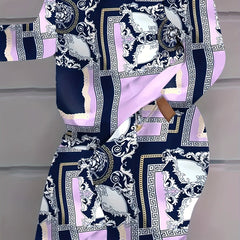  Baroque Print Top & Wide Leg Pants Set