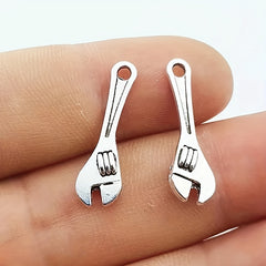 10pcs Mini Tool Serrated Wrench Hammer Head Pendant DIY Jewelry Making